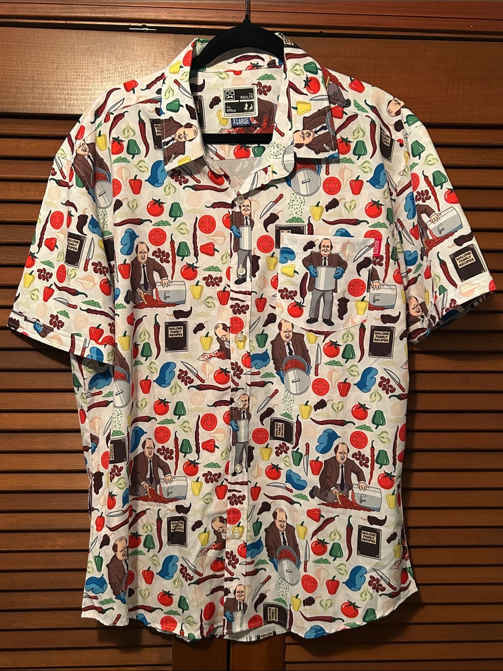 RSVLTS The Office Kevin Chili Button-Up Short Sleeve Shirt XL